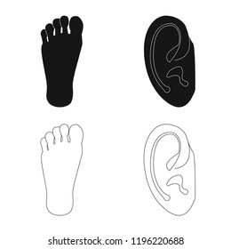 Vector illustration of human and part icon. Collection of human and woman stock symbol for web.