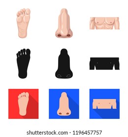 Vector illustration of human and part icon. Set of human and woman stock symbol for web.