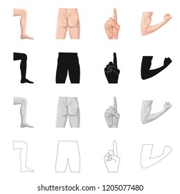 Vector illustration of human and part icon. Collection of human and woman stock symbol for web.