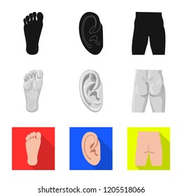 Vector illustration of human and part icon. Collection of human and woman stock vector illustration.