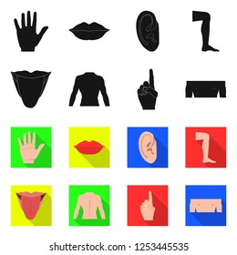 Vector illustration of human and part icon. Set of human and woman stock vector illustration.