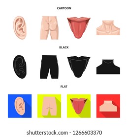 Vector illustration of human and part icon. Set of human and woman stock symbol for web.