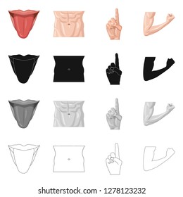 Vector illustration of human and part icon. Collection of human and woman vector icon for stock.