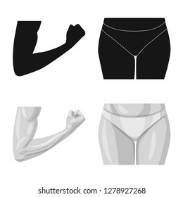 Vector illustration of human and part icon. Collection of human and woman stock symbol for web.
