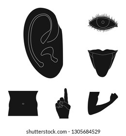 Vector illustration of human and part icon. Set of human and woman vector icon for stock.