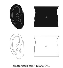 Vector illustration of human and part icon. Set of human and woman stock vector illustration.