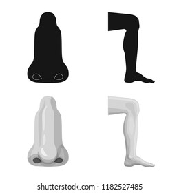 Vector illustration of human and part sign. Collection of human and woman vector icon for stock.