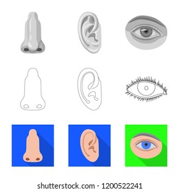 Vector illustration of human and part sign. Collection of human and woman vector icon for stock.