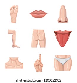 Vector illustration of human and part sign. Collection of human and woman stock symbol for web.