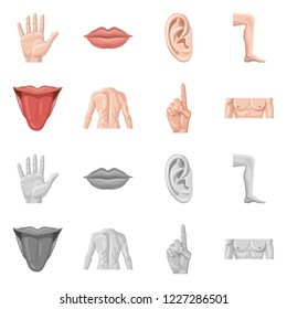 Vector illustration of human and part sign. Collection of human and woman stock symbol for web.