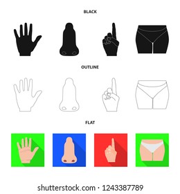 Vector illustration of human and part sign. Collection of human and woman vector icon for stock.