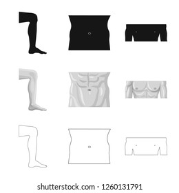 Vector illustration of human and part sign. Collection of human and woman stock symbol for web.