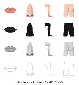 Vector illustration of human and part sign. Set of human and woman vector icon for stock.