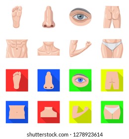 Vector illustration of human and part sign. Set of human and woman stock symbol for web.