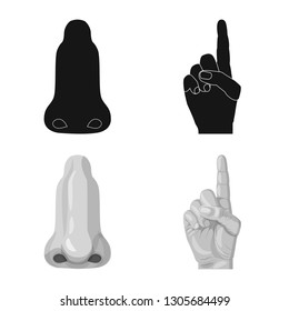 Vector illustration of human and part sign. Set of human and woman vector icon for stock.
