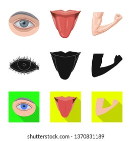 Vector illustration of human and part sign. Collection of human and woman stock symbol for web.
