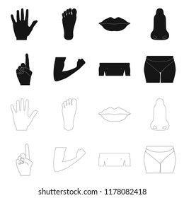 Vector illustration of human and part symbol. Set of human and woman vector icon for stock.