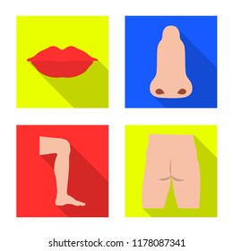 Vector illustration of human and part symbol. Set of human and woman stock symbol for web.