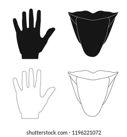 Vector illustration of human and part symbol. Collection of human and woman vector icon for stock.