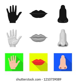 Vector illustration of human and part symbol. Collection of human and woman vector icon for stock.