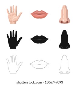 Vector illustration of human and part symbol. Set of human and woman stock vector illustration.