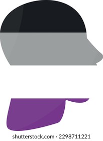 Ilustración vectorial de la silueta de perfil humano con símbolo de la bandera de asexualidad. Identificación del orgullo y asexual.