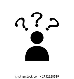 Vector illustration of a human and a question mark on a white background