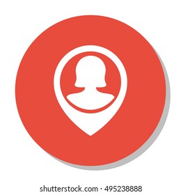 Vector Illustration Of Human Resources Symbol On Pin Female User Icon. Premium Quality Isolated Pin Employee Icon Element In Trendy Flat Style.