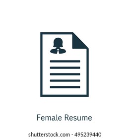 Vector Illustration Of Human Resources Symbol On Female Resume Icon. Premium Quality Isolated Female Application Icon Element In Trendy Flat Style.