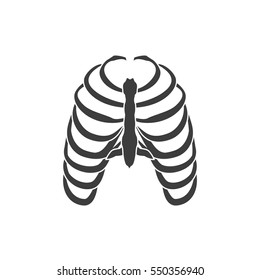 Vector Illustration Human Ribs Cage Symbol Isolated On White Background. Thoracic Bones Icon.