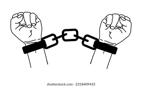 vector illustration human rights freedom hands under wire white background