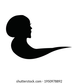 Ilustración vectorial de una plantilla de silueta humana, una mujer con hiyab musulmán. blanco y negro. 2500 x 2500 píxeles perfectos.