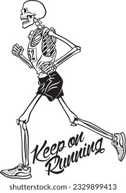 vector illustration of Human skeleton practising running sport