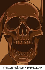 vector illustration of human skull in colored background