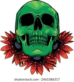 vector illustration of human skull digital draw