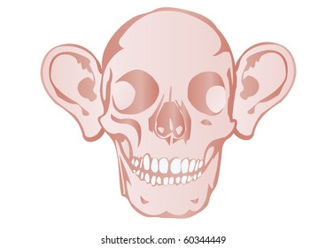 Vector illustration a human skull with earl  by a holiday halloween