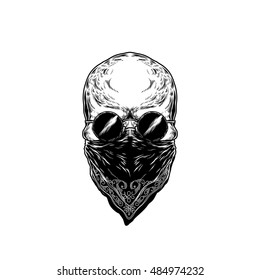 Vector illustration of human skull with glasses