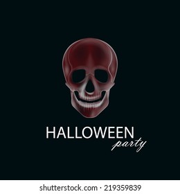 vector illustration of a human  skull. halloween party poster, flyer or invitation card design