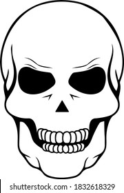 Vector Illustration. Human Skull Icon. Skull Clipart. Caution, Dangerous. A Terrifying Halloween Character.