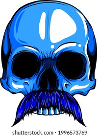ilustración vectorial del cráneo humano con bigote
