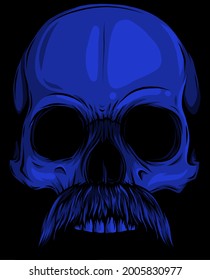 vector illustration of Human skull with moustache