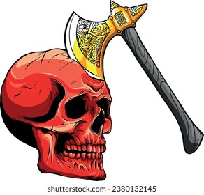 vector illustration of human skull on white background. digital hand draw design