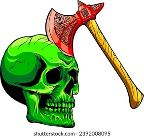 vector illustration of human skull on white background. digital hand draw