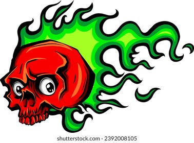 vector illustration of human skull on white background. digital hand draw