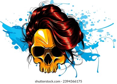 ilustración vectorial del cráneo humano sobre fondo blanco. dibujo a mano digital