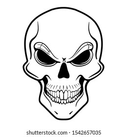 Vector illustration of a human skull. The smile of the skull.