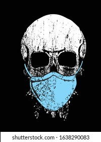 Vector illustration for human skull t-shirt with chinstrap on black background