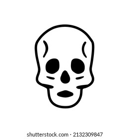 Vector illustration of human skull.Doodle style.Halloween mystic design element.Isolated element on white background.