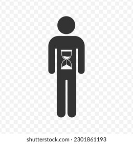 Ilustración vectorial del icono de tiempo humano en color oscuro y fondo transparente (png).