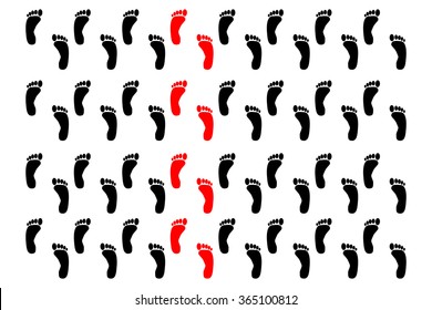 The vector illustration of the human traces, concept be individual.